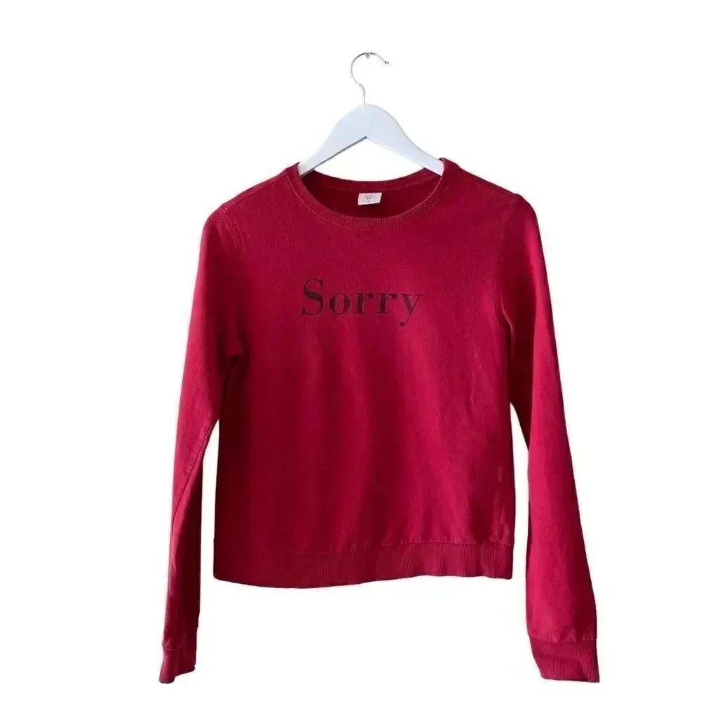 KOAJ Red Long Sleeves Crewneck “Sorry” Cotton Sweatshirt Sz S